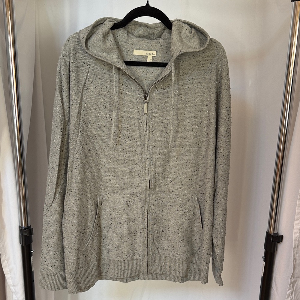 Hawker Rye Gray Full Zip-Up Hoodie Sweater with Pockets - XL